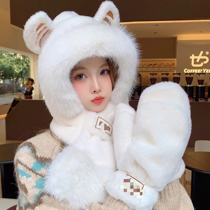 保暖帽护耳帽两件套风雪帽