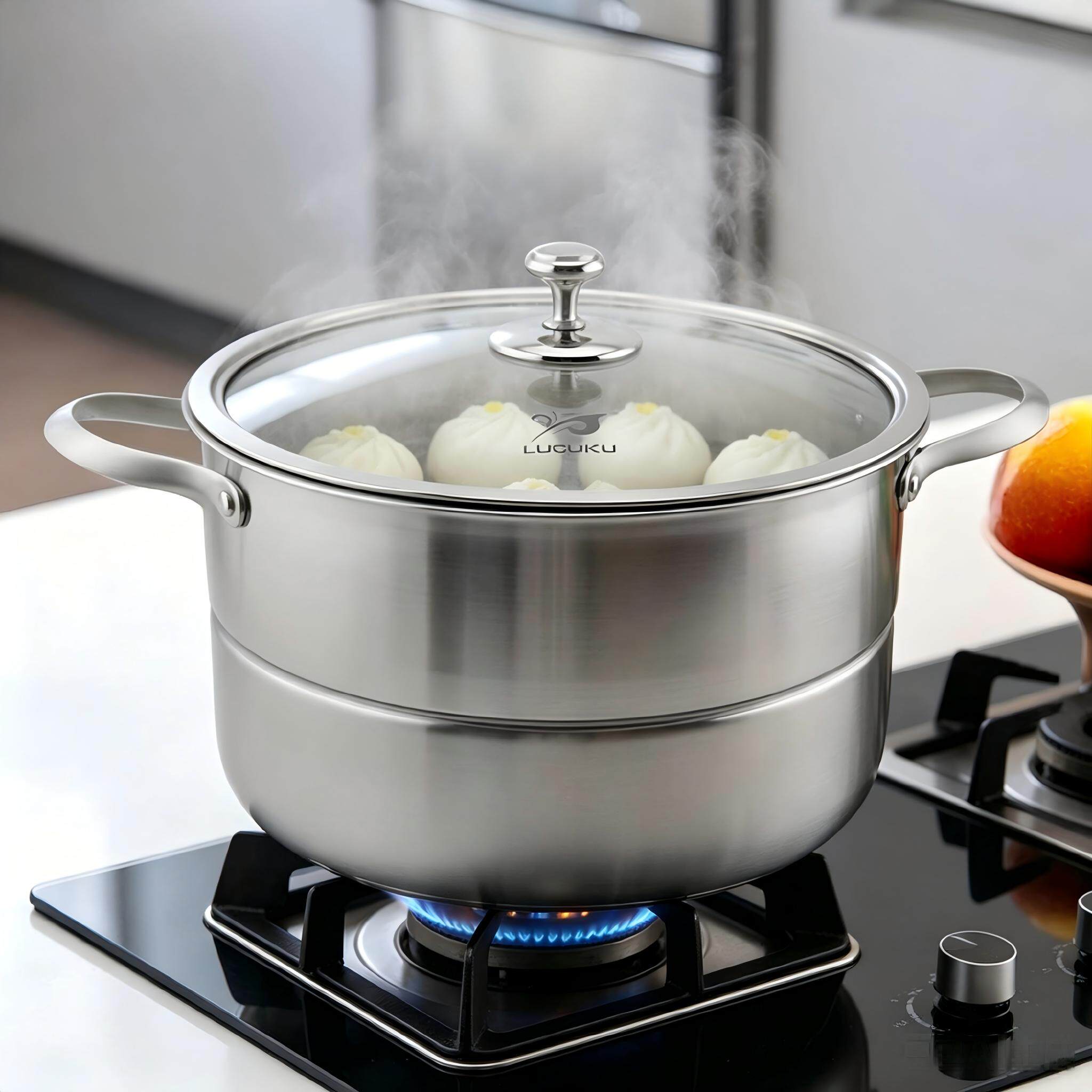 LUCUKU304不锈钢蒸锅大汤锅炖煲图片