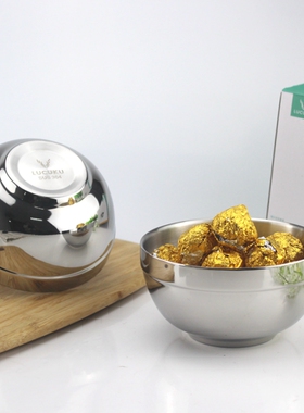 LUCUKU304食品级不锈钢小碗宝宝儿童双层面汤饭碗隔热防烫12cm