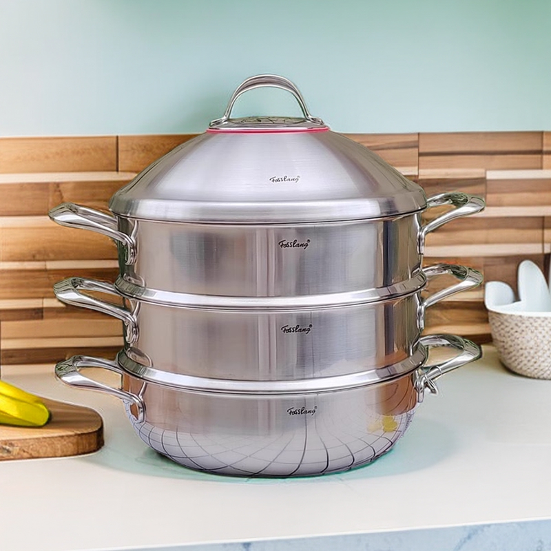 菲仕朗18/10不锈钢蒸锅炒锅边炉