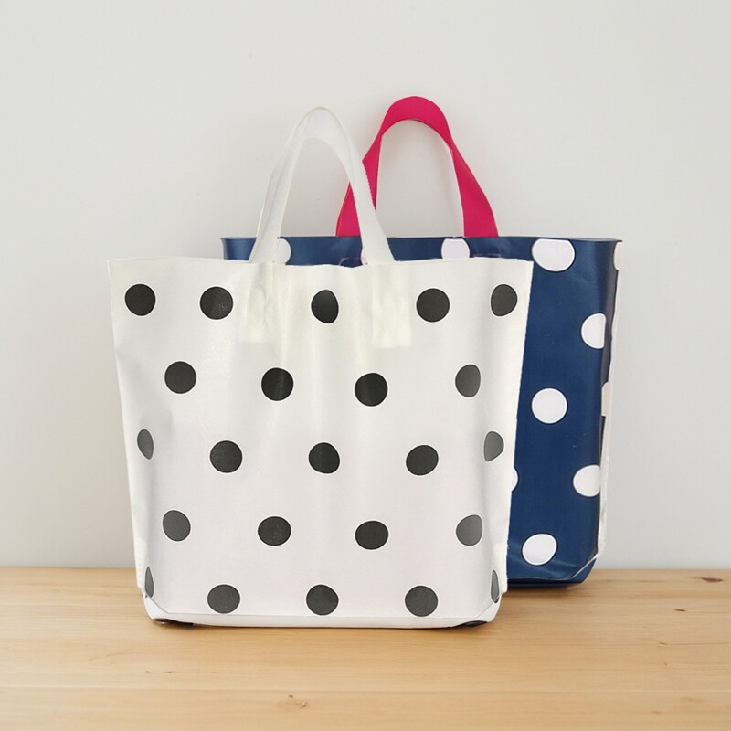 丝绸磨砂白色蓝色波点特厚小中加大手提袋服装袋子零售店袋子胶袋