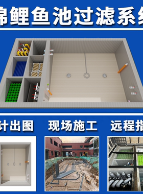 庭院景观锦鲤鱼池设计施工鱼池过滤净化设计建造图纸拍下不退