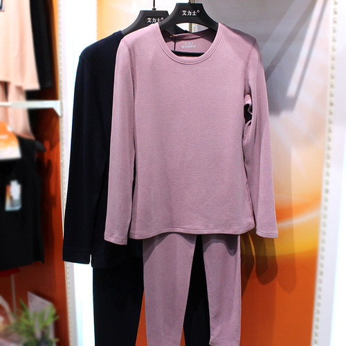 艾力士长袖男女圆领保暖内衣套装