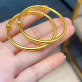 金包银推拉手镯女古法素圈磨砂亮面镯子宝宝手环生日送女友送妈妈