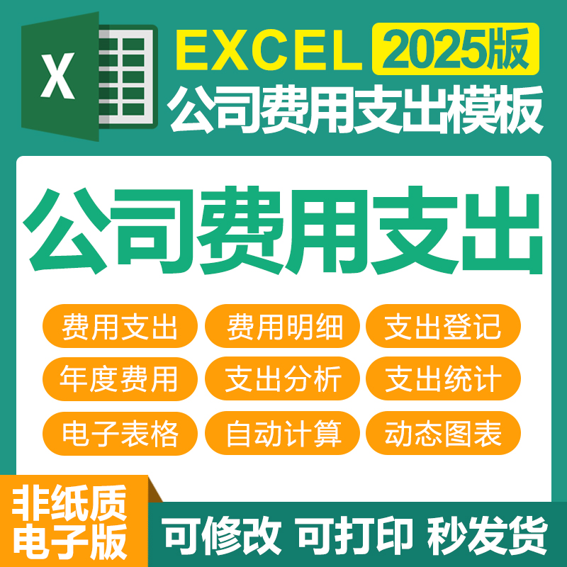 Excel电子表格公司部门年度费用支出管理明细表费用支出分析统计