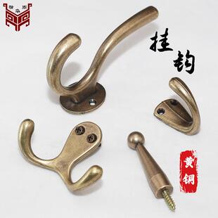 复古衣钩挂衣家用衣帽钩挂钩单个入户门挂钩墙壁创意打孔铜衣钩