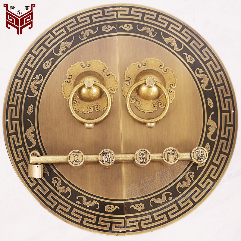 黄铜仿古大门铜拉手中式古典农村大门铁门全铜门环门栓木门把手