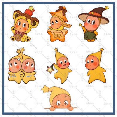 星星人烫画小图卡通印花图案耐水洗短袖帆布袋热转印贴白墨烫画