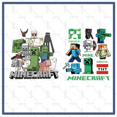 Minecraft我的世界卡通印花T恤男女苦力怕TNT周边热转印DIY