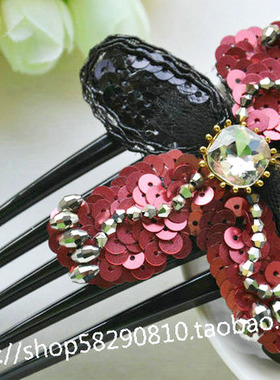 包邮CHRIST克丽斯汀正品  韩国水晶发饰头花亮片花朵插梳盘发发夹