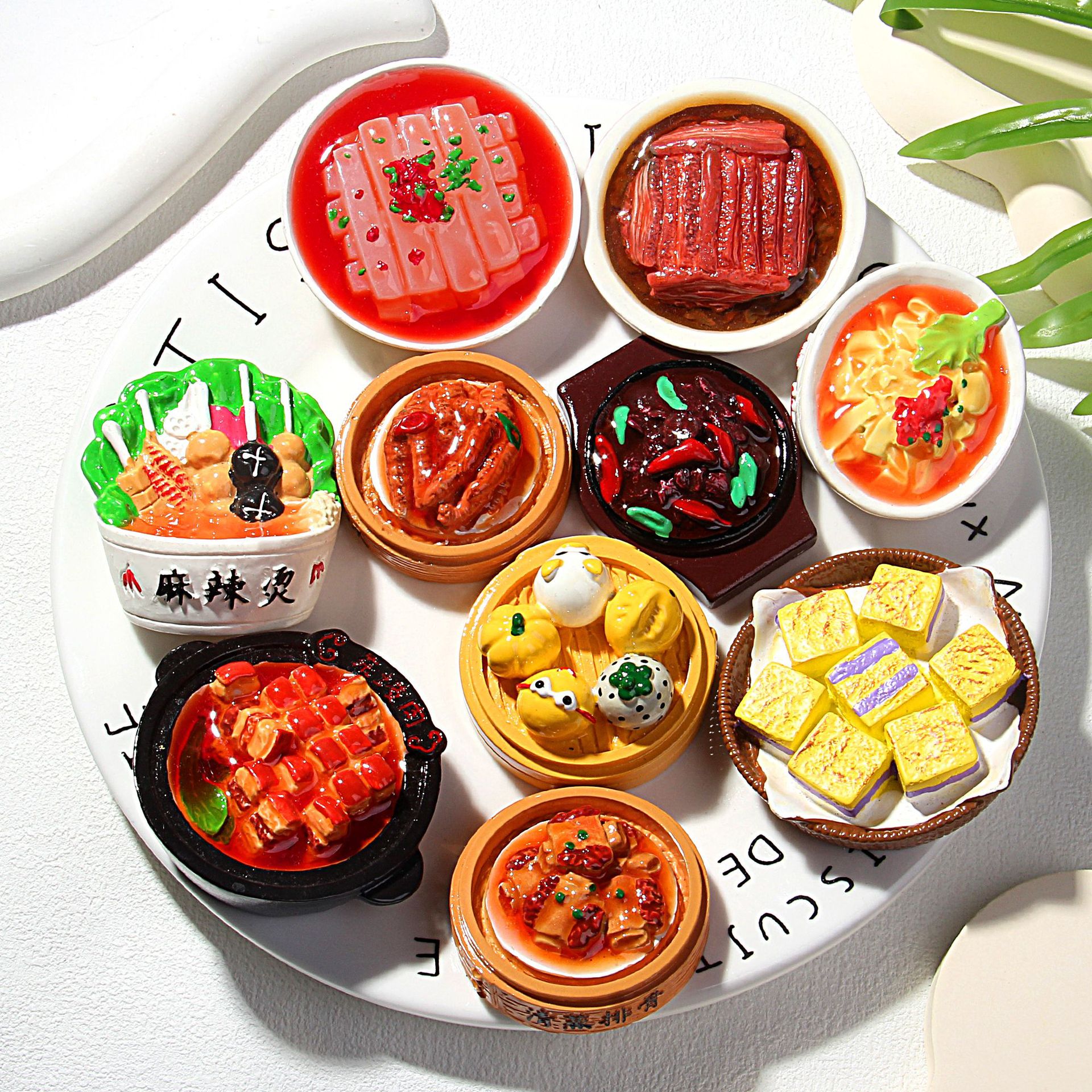2025新款中式美食冰箱贴中国菜系食玩冰箱贴树脂DIY菜系冰箱贴