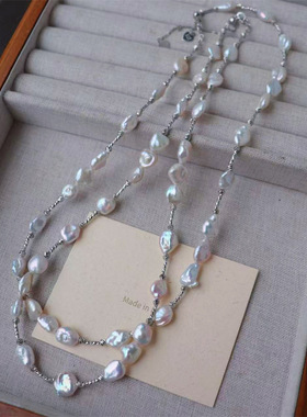 满天星选材碎银子淡水keshi珍珠项链细闪锁骨链轻奢法式珍珠项链