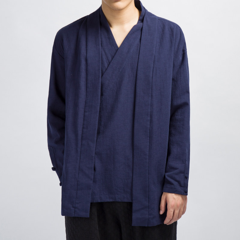 亚麻男士汉服领棉麻男装外套C77P95,男装民族服装,钱塘802