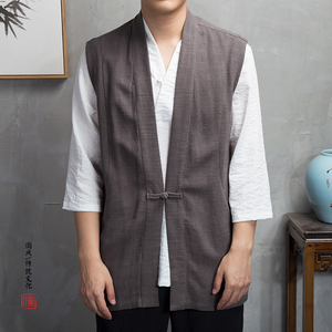 2025秋冬新款风男装亚麻男士马甲MJ15P70图片