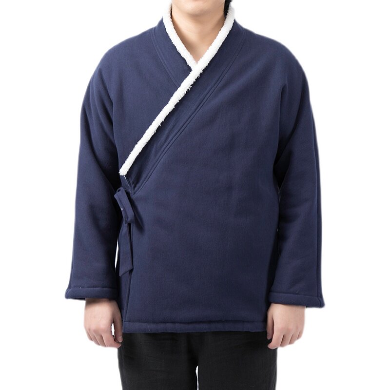 秋冬风加绒加厚棉麻男士汉服H50P100,男装民族服装,钱塘802