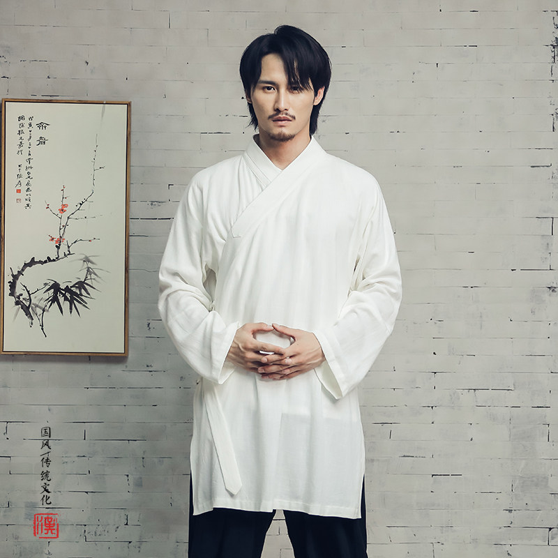 秋冬新款风棉麻中长款汉服男士道袍F105P95,男装民族服装,钱塘802