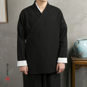 秋装新款男装棉麻男士改良汉服外套H07P85图片