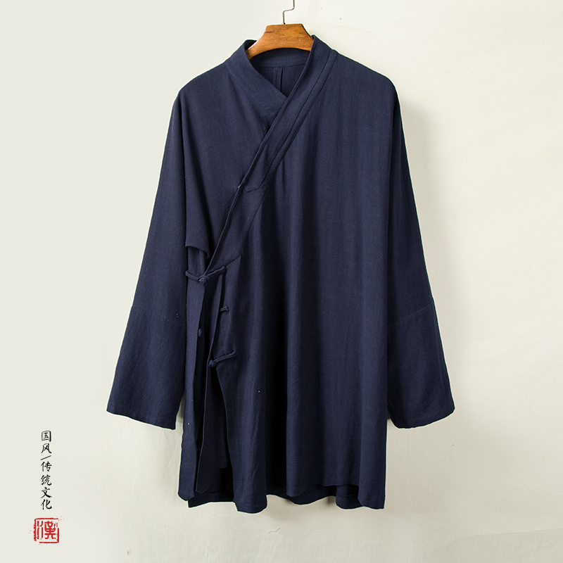 风男装棉麻中长款男士传统道袍F105P95，男装民族服装，钱塘802