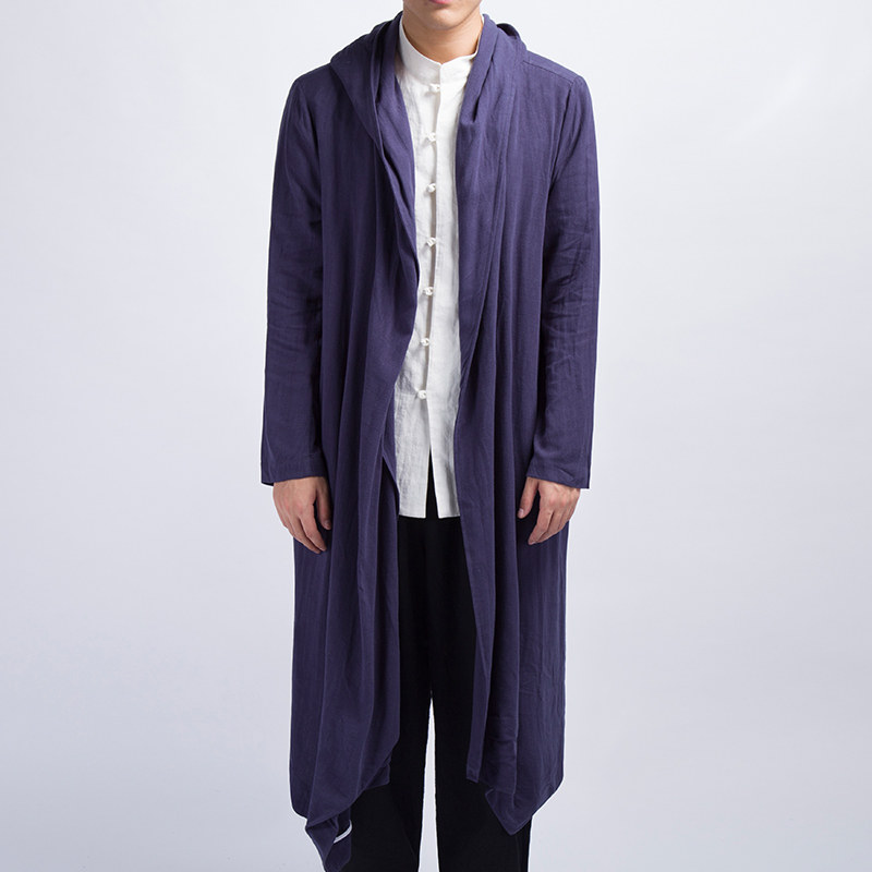 风男装亚麻男士长款风衣外套F51P125,男装风衣,钱塘802