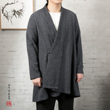 秋冬新款风翻领男士中长款改良汉服外套F55P120，男装民族服装，钱塘802