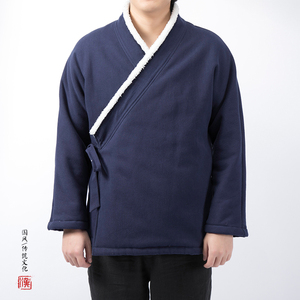 秋冬风加绒加厚棉麻男士汉服H50P100图片