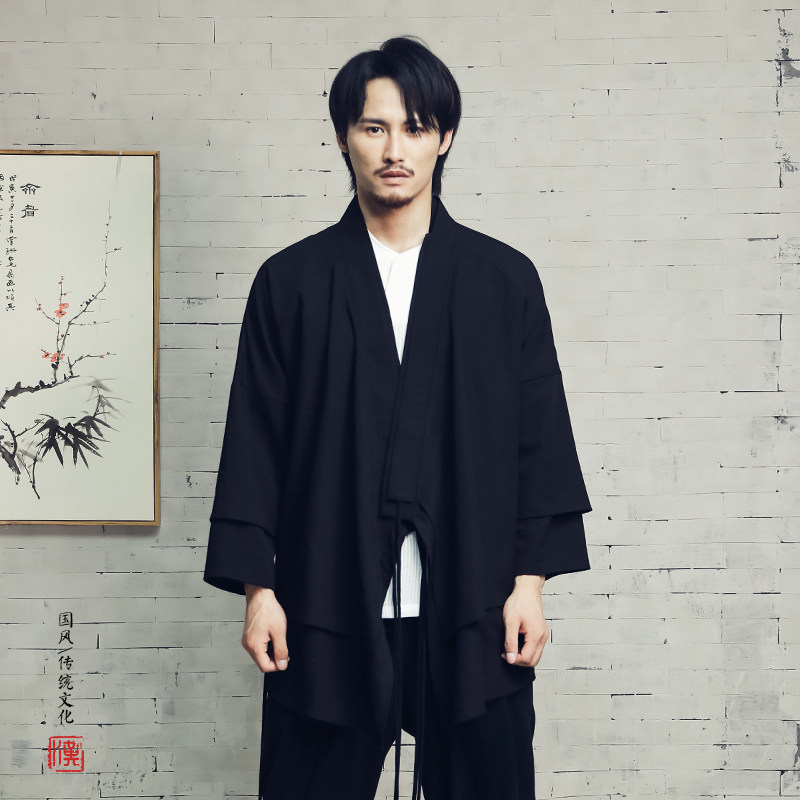 风男装改良男士假两件汉服外套H22P85,男装民族服装,钱塘802