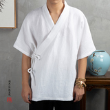 2025春夏新款风男装棉麻男士汉服短袖外套C60P75，男装T恤，钱塘802
