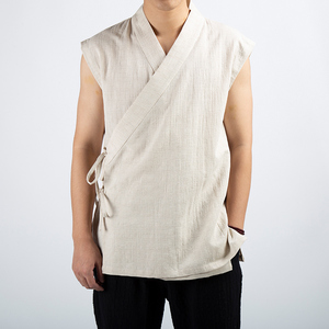 风男装棉麻男士无袖汉服短袖外套C56P60图片