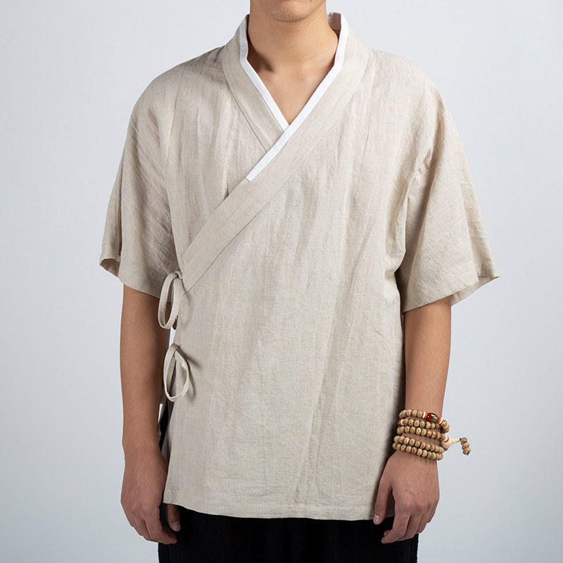 风男装棉麻男士短袖汉服外套C60P75,男装T恤,钱塘802