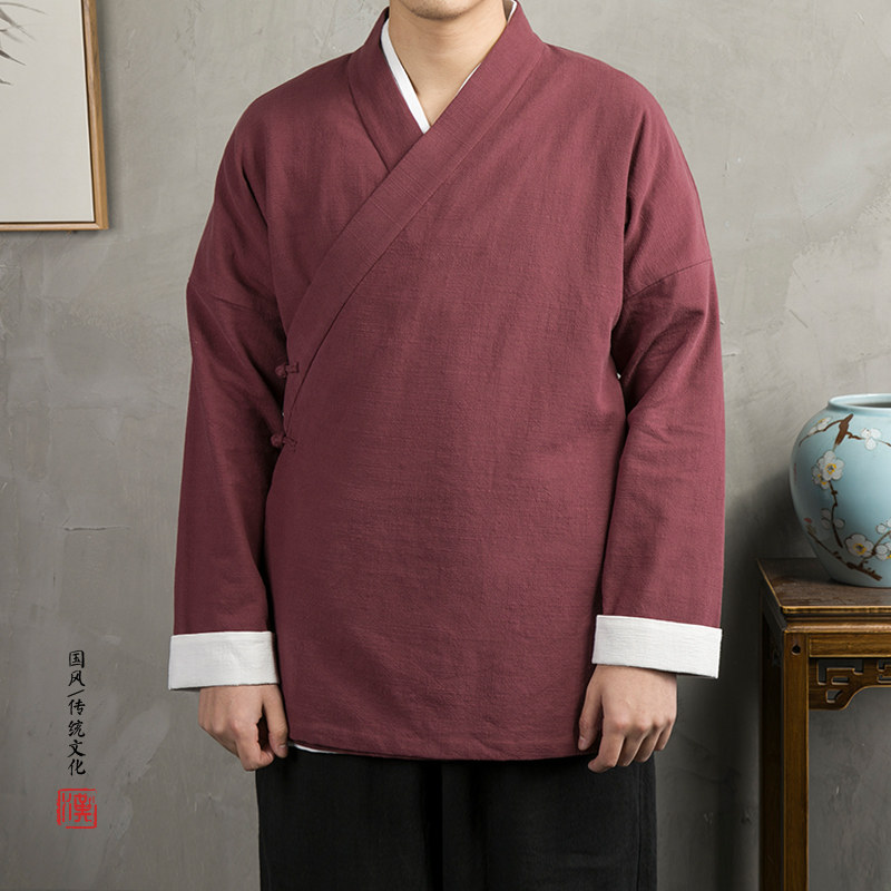 秋装新款男装棉麻男士改良汉服外套H07P85,男装民族服装,钱塘802