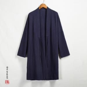 风男装中长款汉服复古外套w69p95,高帮鞋外套搭配图片