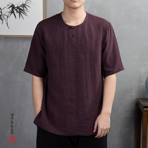 风男装棉麻男士短袖T恤T265P55图片