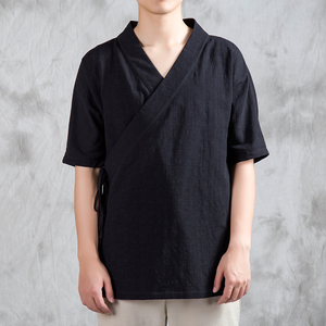 夏装新款风男装棉麻汉服短袖C95P65图片