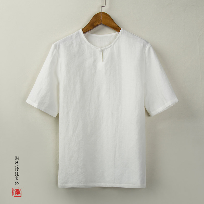 风男装麻料男士短袖T恤T265P55图片