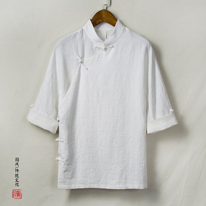 春夏新款风男装亚麻唐装T恤t203p80,男装T恤,钱塘802