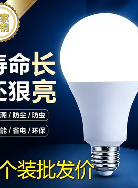 家用室内照明LED灯泡A型节能灯泡柔和白光不刺眼无频闪E27螺口