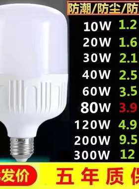 led灯泡家用e27螺口节能白光护眼超亮客厅卧室厂房省电LED照明灯