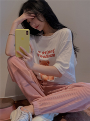Korean relaxed casual bear print Short Sleeve T girl