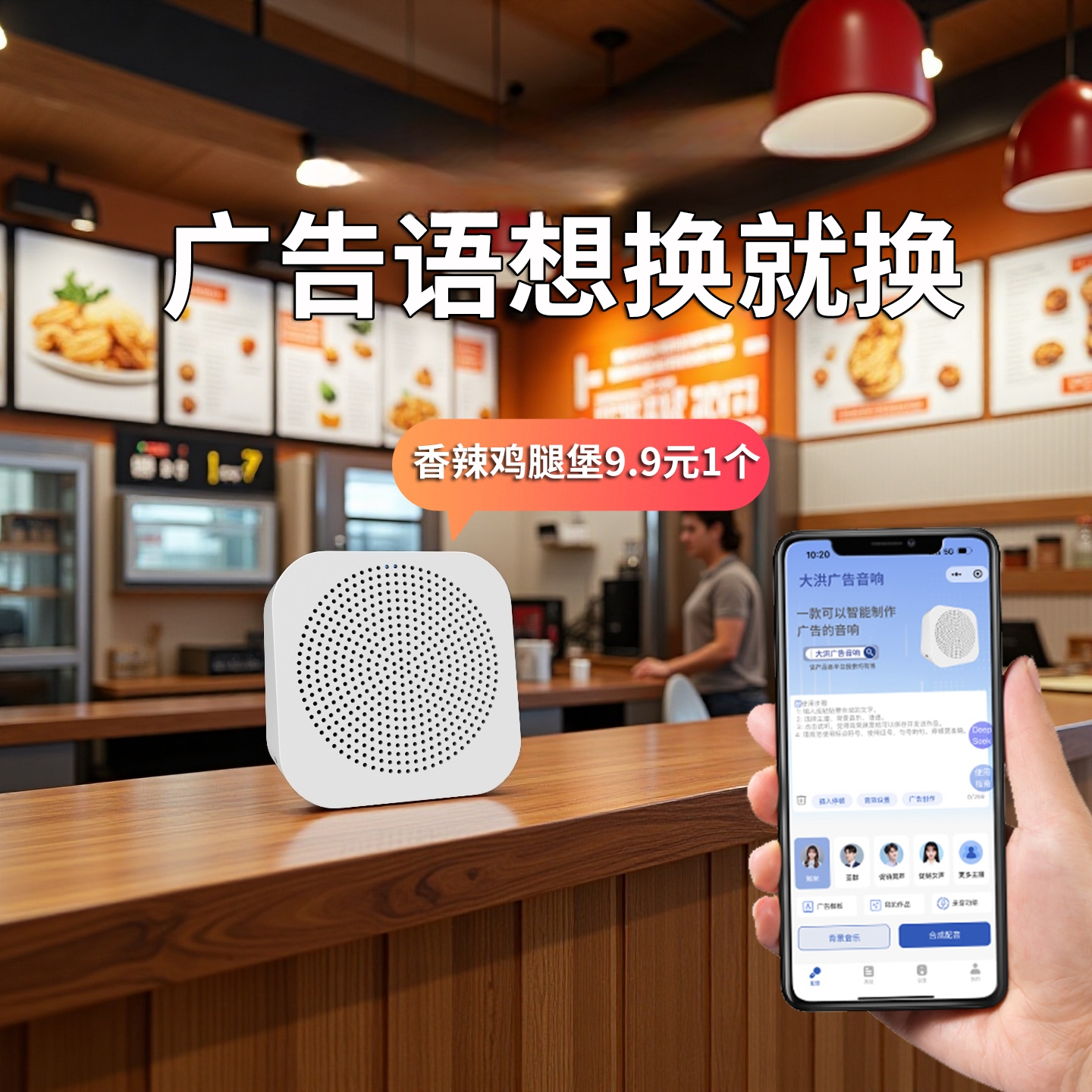 大洪户外蓝牙音箱语音操控扩音录音功能移动便携充电音响宣传喇叭