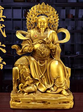 纯黄铜真武大帝玄武祖师铜像