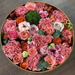 厦门鲜花店同城速递送花上门康乃馨玫瑰圆形礼盒生日祝福爱人表白