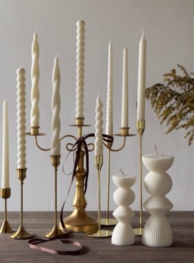 7款长杆蜡烛手工大豆蜡餐厅家用螺旋造型长杆香薰蜡烛装饰摆件