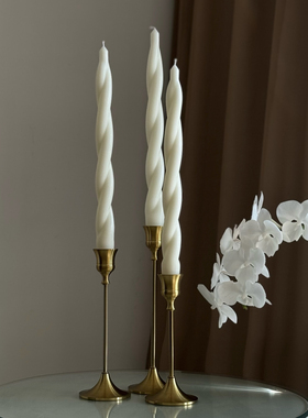 复古白色长杆香薰蜡烛艺术家用无烟结婚婚礼烛光晚餐烛台装饰摆件