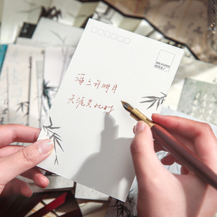 盒装明信片套装霁月清风古风水墨中国书法文案节日留言卡片30张入