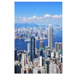 香港维多利亚港城市建筑风景画海报贴画客厅房间酒店墙画1