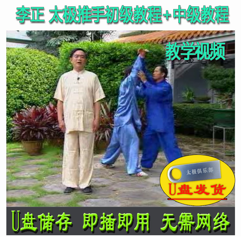 李正 推手初级+中级教程U盘视频 杨式太极拳系列杨氏技击讲解教学