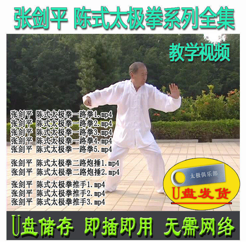 张剑平 陈式太极拳系列全集U盘视频 陈氏解讲解教学陈发科弟子