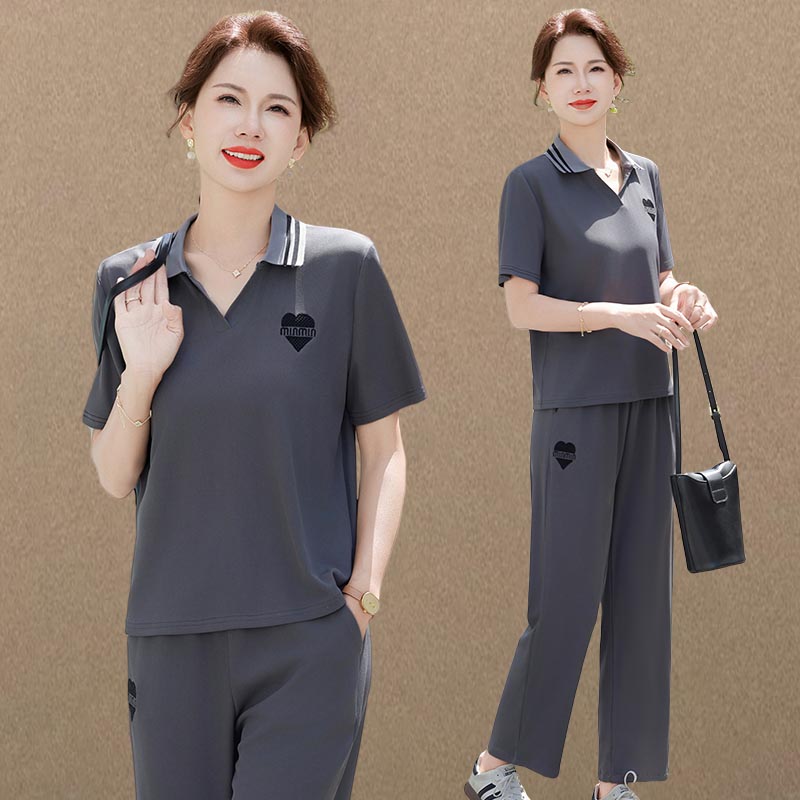休闲运动服套装2025夏季新款时尚小个子减龄短袖上衣裤子两件套女
