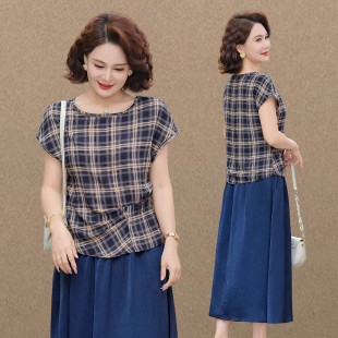 中老年女气质T恤裙子套装 半身裙两件套2026新款 减龄 短袖 妈妈夏装