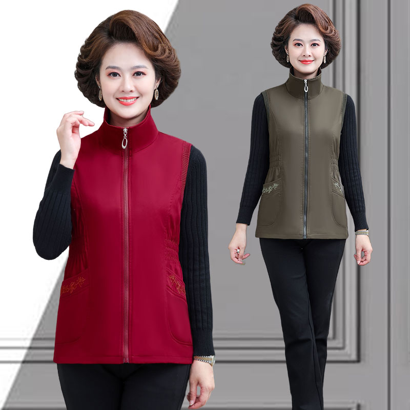 妈妈春秋纯棉马甲背心坎肩外套
